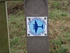 Pathfinder way waymark on post.  Wellingtons and Mosquitoes were primarily used as pathfinders.